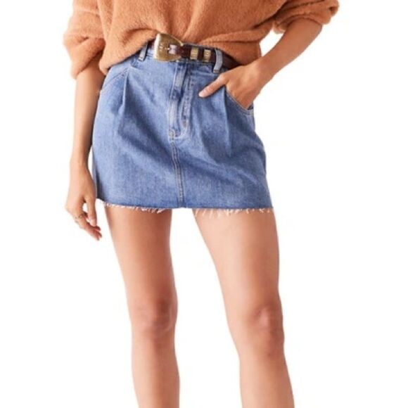 FREE PEOPLE | We the Free Denim Cosmico Skirt In Blue In Rain | 24 NWT - Picture 2 of 2